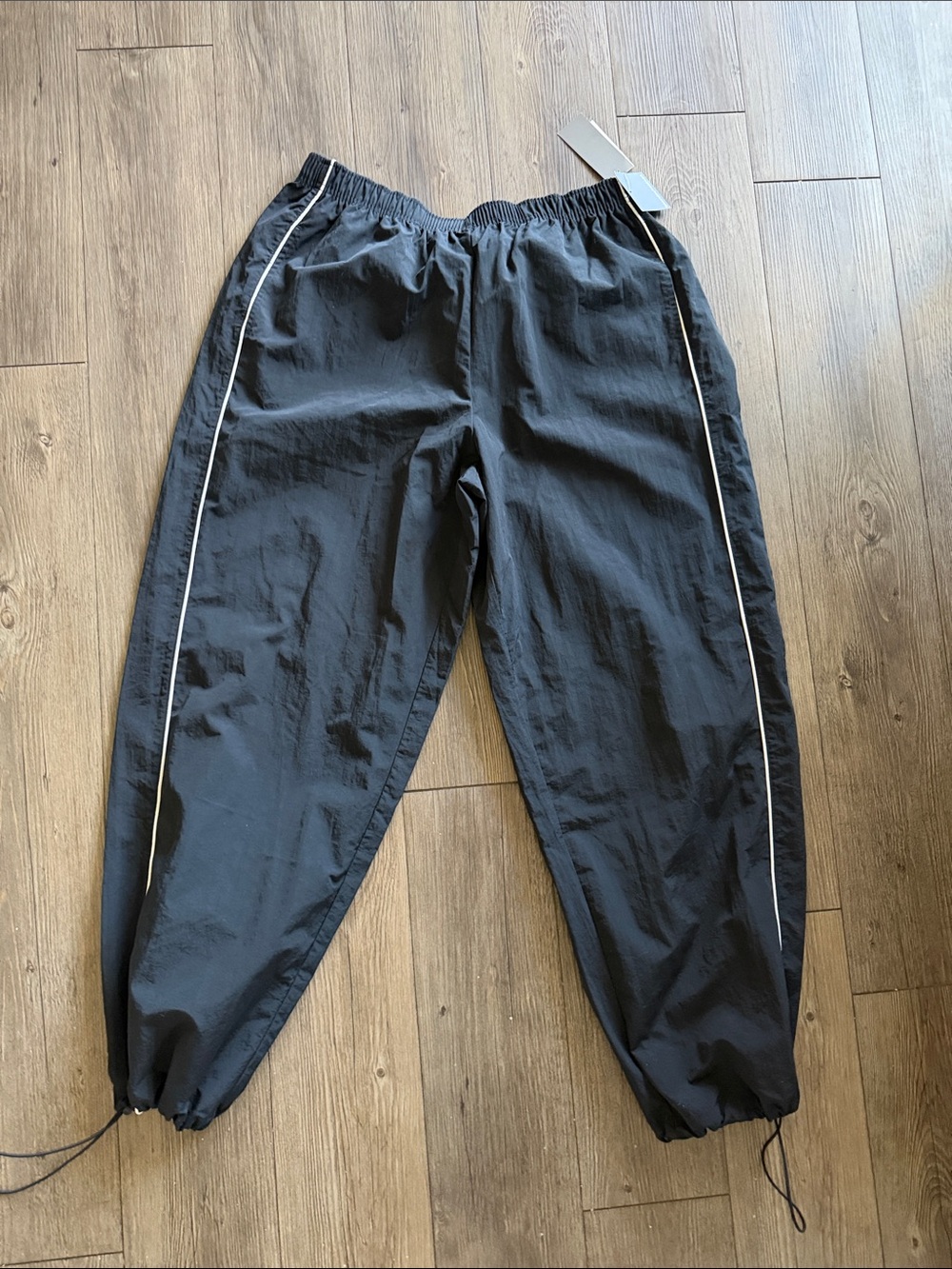 Women’s Black Track Pants with White Piping